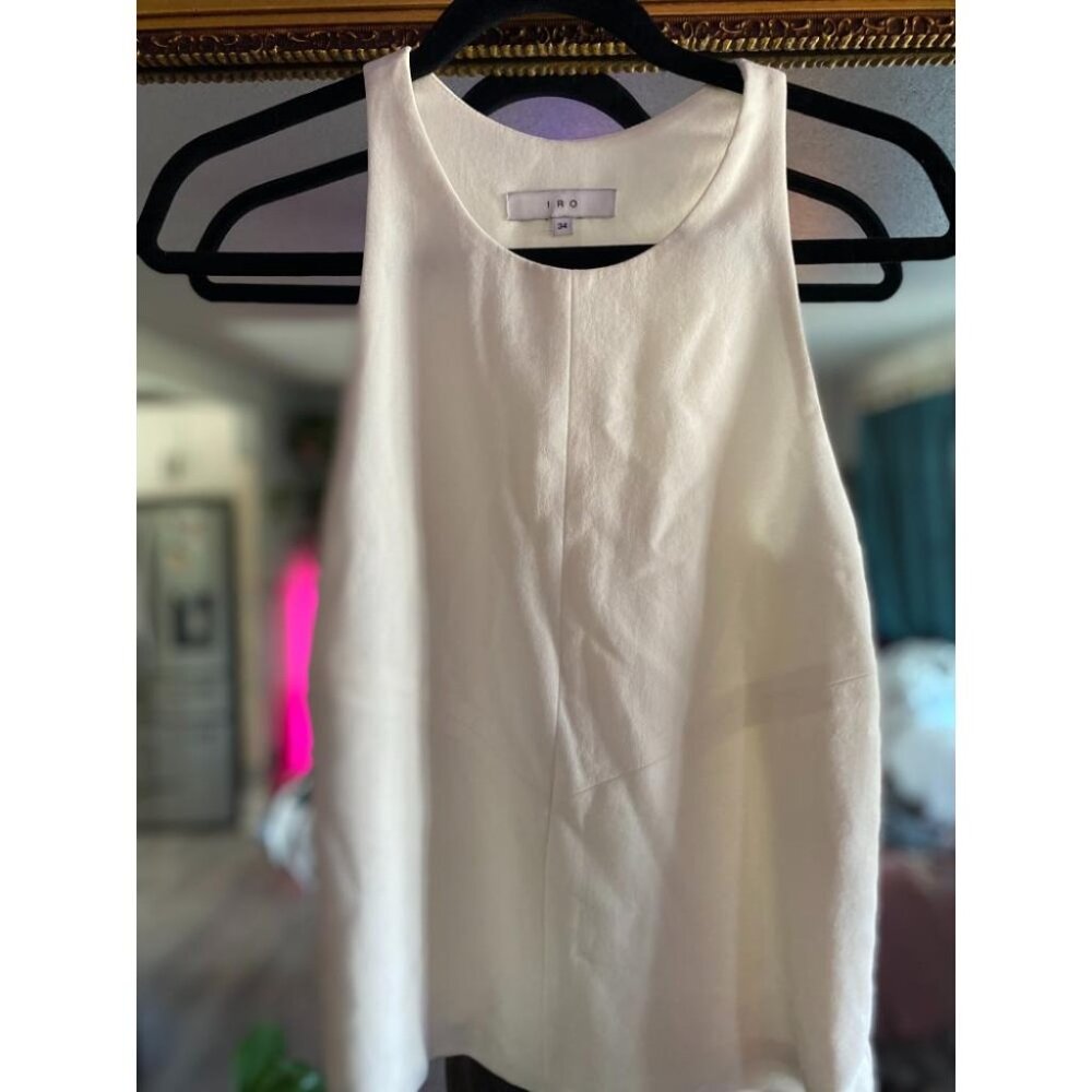 Women's IRO Paris White Sleeveless Top Side Zip Minimalist Chic Blouse